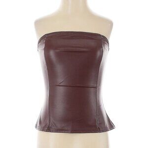 PrettyLittleThing Brown Faux Leather Tube Top Chocolate PU Bandeau Corset